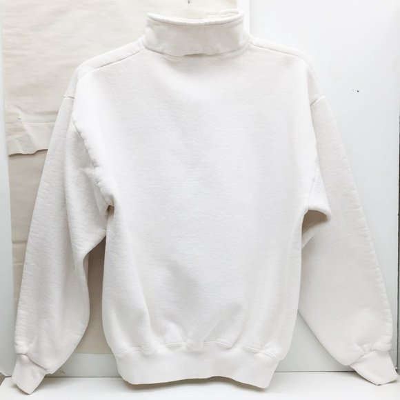 VTG Jerzees Super Sweats Unisex Sweatshirt White Cotton EVERYTHING 1/4 Zip M USA - Picture 2 of 6